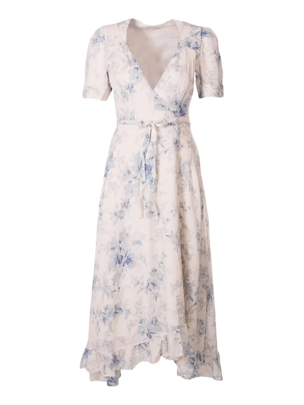 Denim & Supply Ralph Lauren Cream Maxi Dress with Blue Floral Pattern